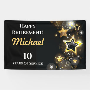 Personalised Custom Gold Star Retirement Banner