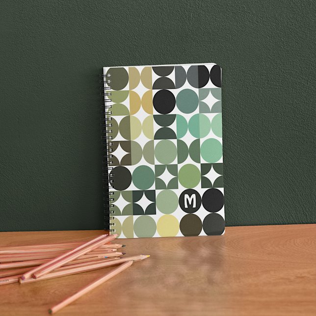 Personalised Custom Green Black Brown Retro Art Notebook (Creator Uploaded)