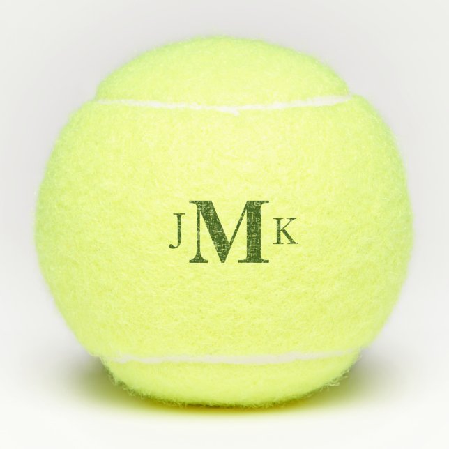 Personalised Custom Green Monogram  Tennis Balls (Front)