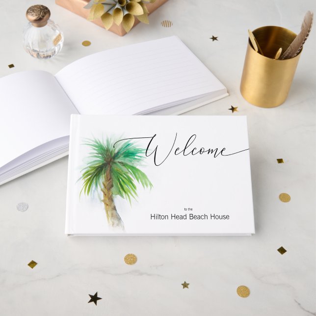 Personalised Custom Guest Book Tropical Palm Tree (Front Open)