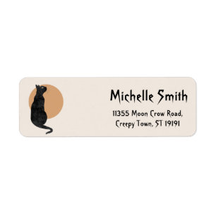 Personalised Custom Halloween Cat with Moon Return Address Label