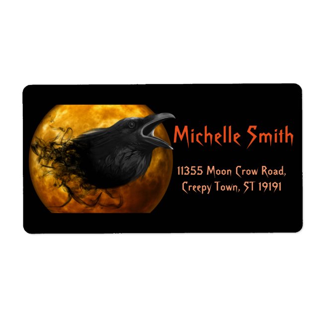 Personalised Custom Halloween Crow with Moon (Front)