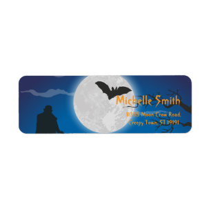 Personalised Custom Halloween Crow with Moon Return Address Label
