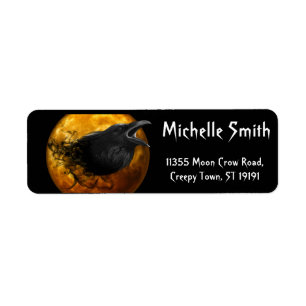Personalised Custom Halloween Crow with Moon Return Address Label