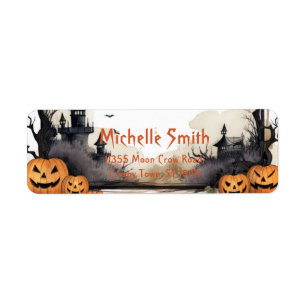 Personalised Custom Halloween Crow with Moon Return Address Label