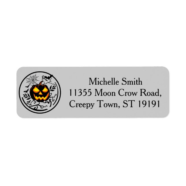 Personalised Custom Halloween Pumpkin spider Bat Return Address Label (Front)