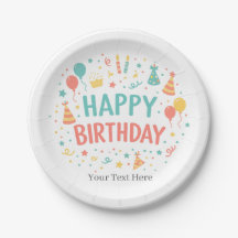 Personalised Custom Happy Birthday Party Plates