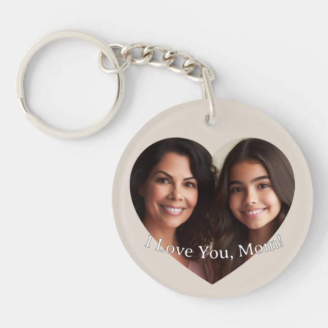 Personalised Custom Heart Photo Add Name for Mum Key Ring (Front)