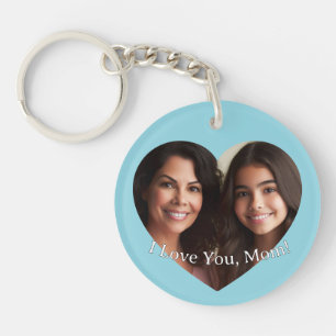 Personalised Custom Heart Photo Add Name for Mum Key Ring