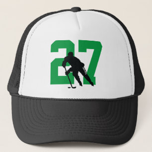 Personalised Custom Hockey Player Number Green Trucker Hat