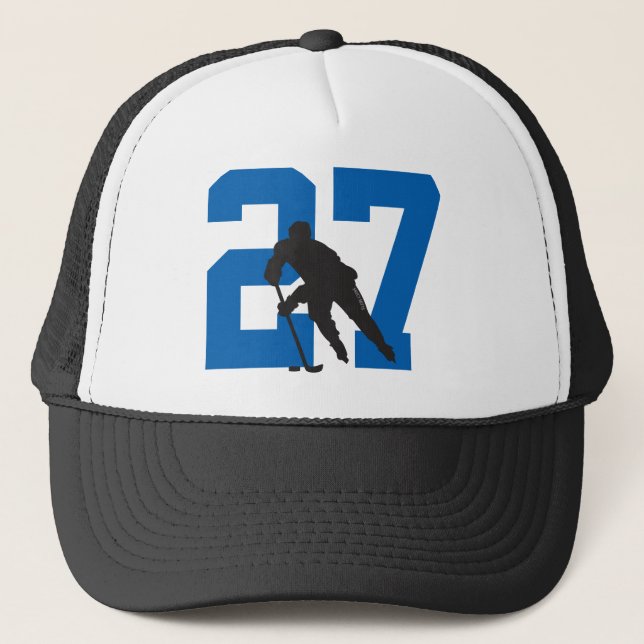 Personalised Custom Hockey Player Number Trucker Hat (Front)