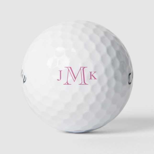 Personalised Custom Hot Pink Monogram Golf Balls (Front)