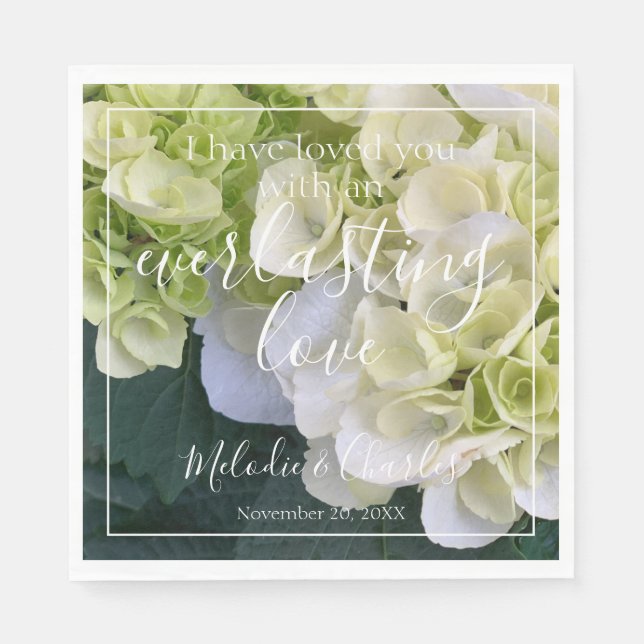 Personalised Custom Hydrangea White Elegant Love  Napkin (Front)