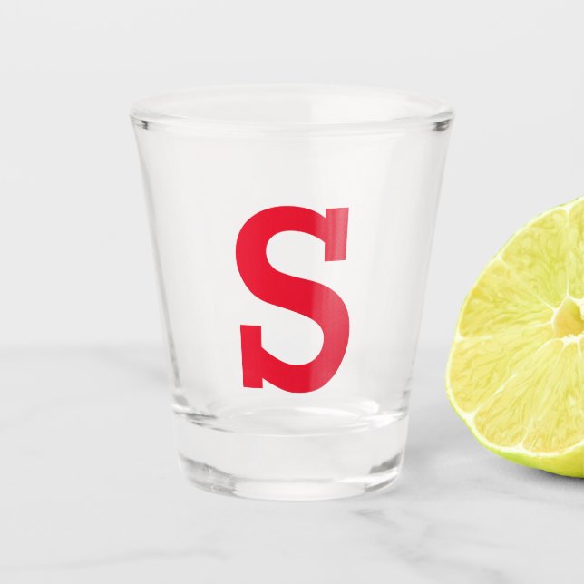 Personalised Custom Initial Letter Red Shot Glass (Front)