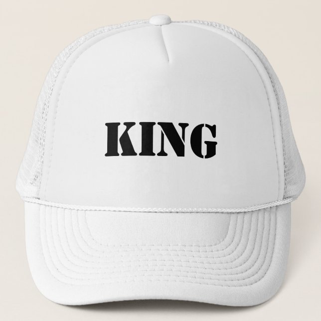 Personalised Custom King Text White Trucker Hats (Front)