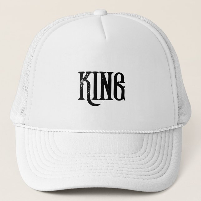 Personalised Custom King Text White Trucker Hats (Front)