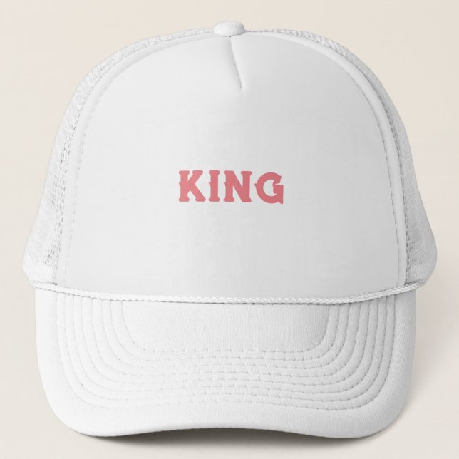 Personalised Custom King Text White Trucker Hats (Front)