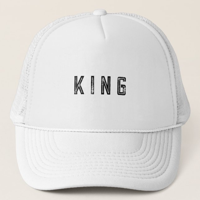 Personalised Custom King Text White Trucker Hats (Front)