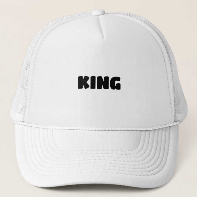 Personalised Custom King Text White Trucker Hats (Front)
