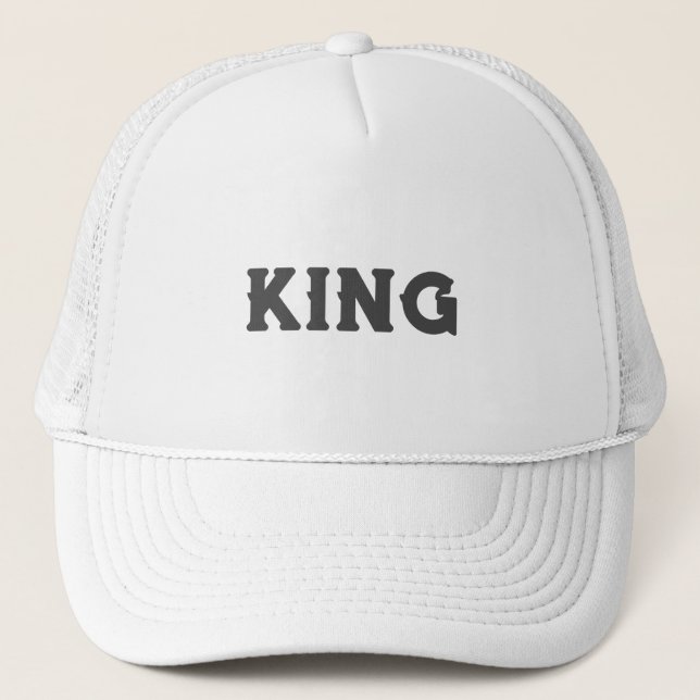 Personalised Custom King Text White Trucker Hats (Front)