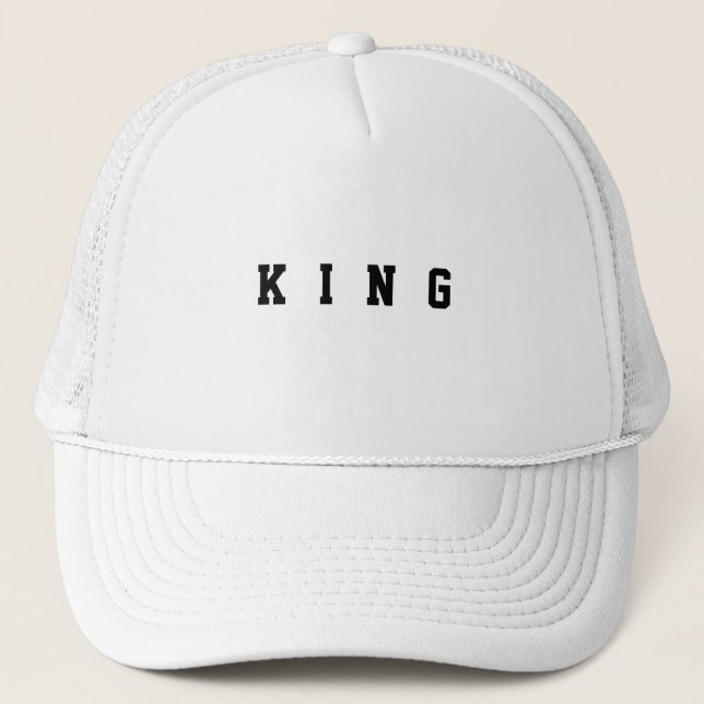 Personalised Custom King Text White Trucker Hats (Front)
