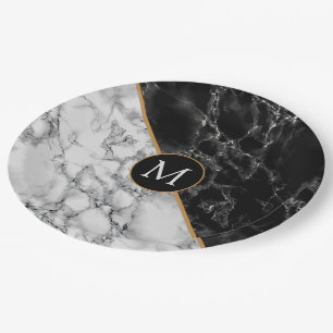 Personalised Custom Letter Paper Plates Marble