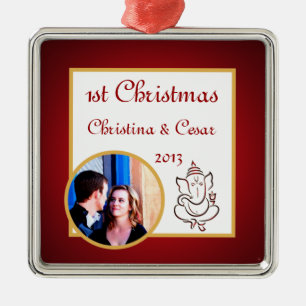 Personalised Custom Lord Ganesha/Hindu Red Spiritu Metal Ornament