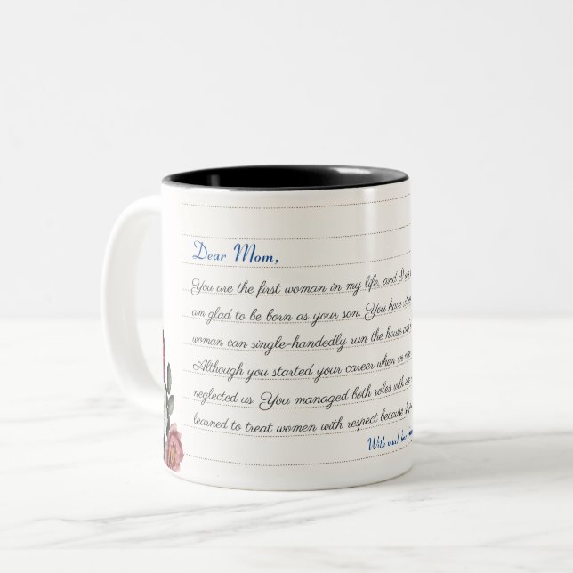 Personalised Custom Love Letter Handwritten Script Two-Tone Coffee Mug (Front Left)
