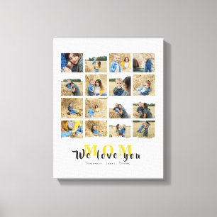 Personalised Custom Love You mum 16 family Photo Canvas Print