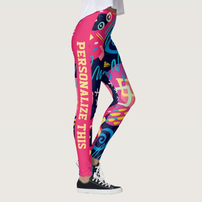 Personalised Custom Made Abstract Graffiti Art Leggings (Right)