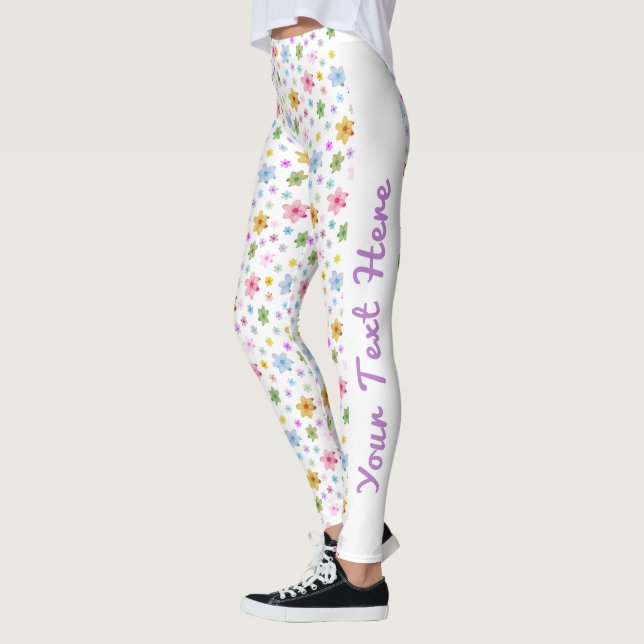 Personalised Custom Made Floral Watercolor Pattern Leggings (Left)