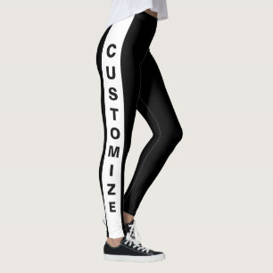 Personalised Custom Made Stylish Chic Black White  Leggings