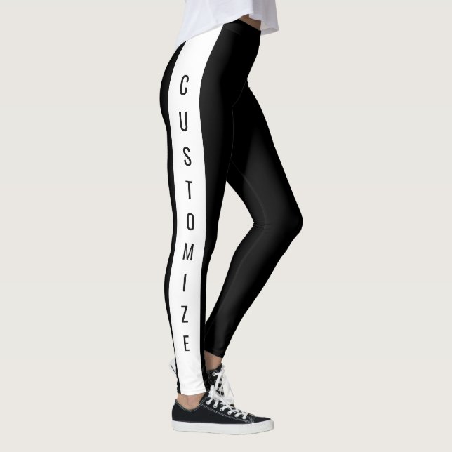Personalised Custom Made Stylish Chic Black White  Leggings (Right)