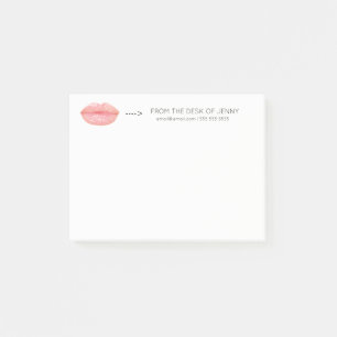 Personalised Custom Minimal Pink Rose Gold Lips Post-it Notes