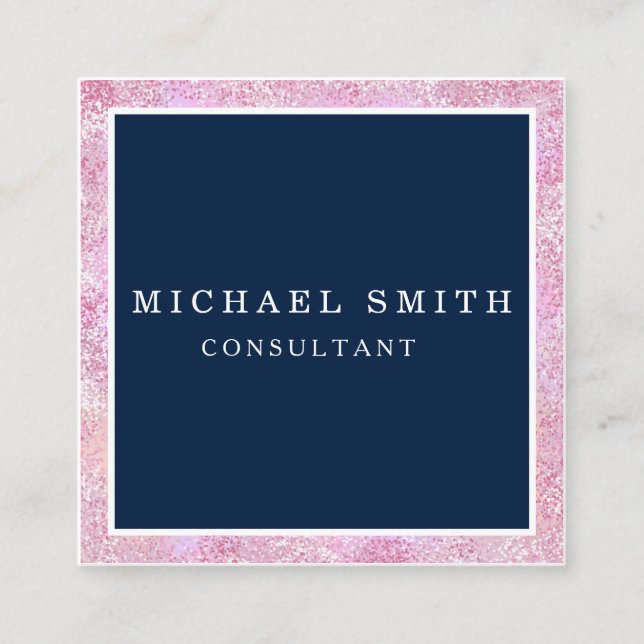 Personalised Custom Minimalist Modern QR Code Log Square Business Card (Front)