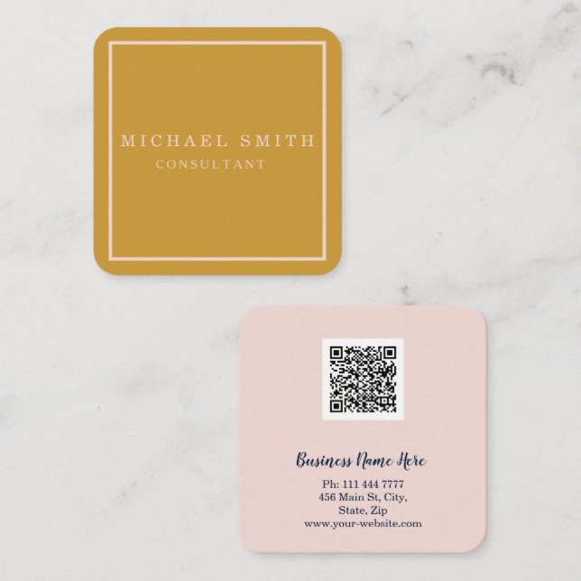 Personalised Custom Minimalist Modern QR Code Logo Square Business Card (Front/Back)