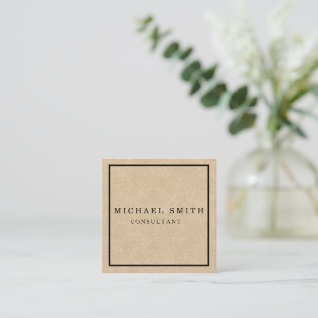 Personalised Custom Minimalist Modern QR Code Logo Square Business Card (Standing Front)