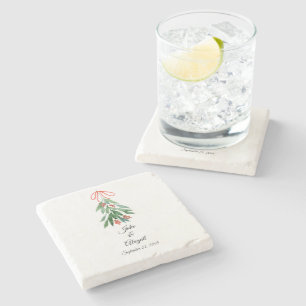 Personalised Custom Mistletoe Christmas  Stone Coaster