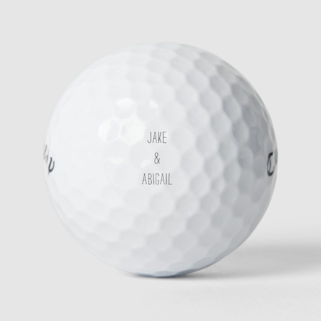 Personalised Custom Modern Font Couple Names Golf Balls (Front)
