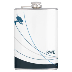 Personalised custom monogram initials ski cabin g hip flask