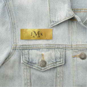 Personalised Custom Monogram Metallic Gold Name Tag