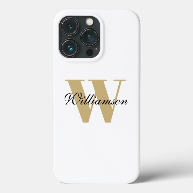 Personalised custom monogram name gold white Case-Mate iPhone case (Back)