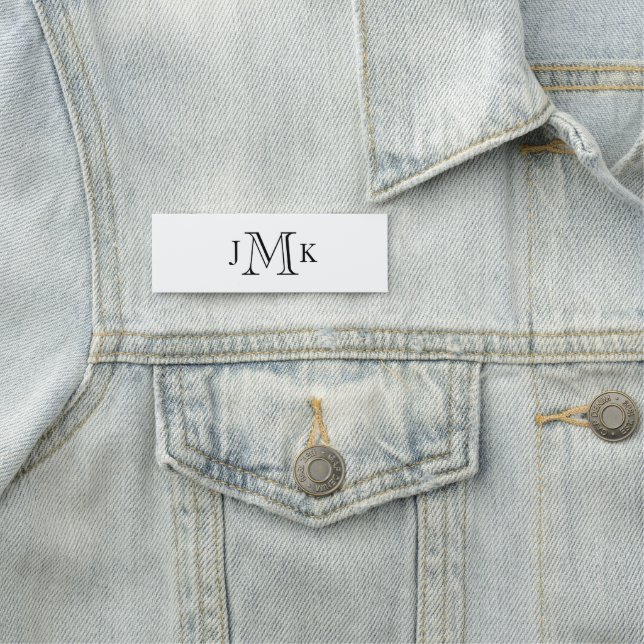 Personalised Custom Monogram White Name Tag (In Situ)