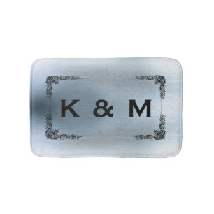 Personalised Custom Monogrammed Blue Grey Swirl Bath Mat