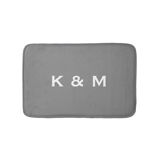 Personalised Custom Monogrammed Grey or Grey Bath Mat (Front)