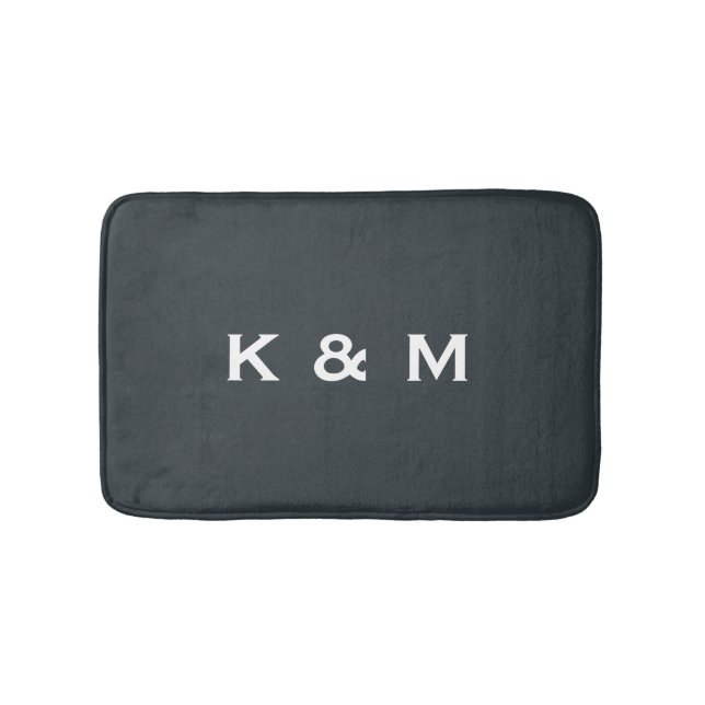 Personalised Custom Monogrammed Gunmetal Bath Mat (Front)