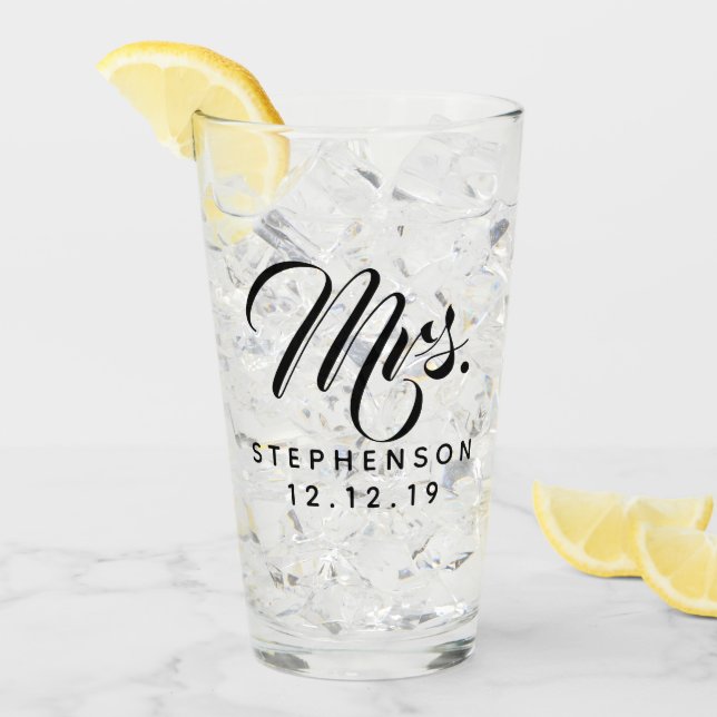 Personalised Custom Mrs Mr Couple Wedding Glass (Front Ice)