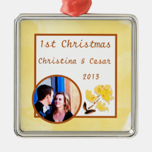 Personalised Custom Mustard Yellow Poppy Flower Br Metal Ornament