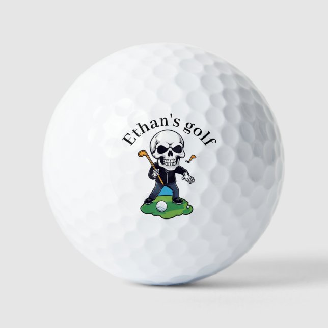 Personalised Custom Name and Funny Skull  Golf Balls (Front)