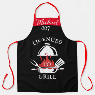 Personalised Custom Name Aprons, Licenced To Grill Apron